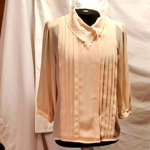 KAREN SCOTT BEIGE DRESS BLOUSE,  SIZE 10, PERFECT CONDITION